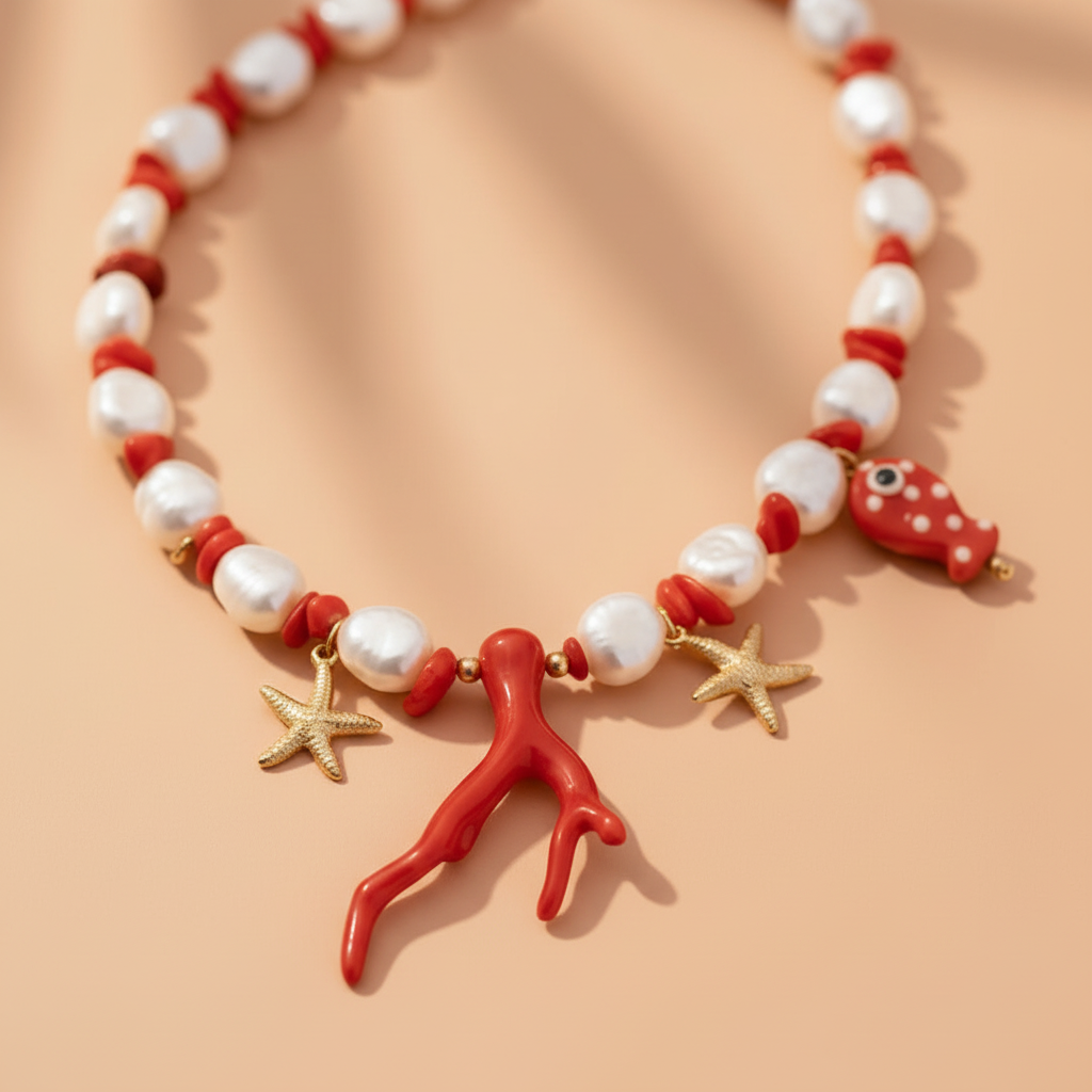 Papeete – Collier Perles & Breloques Marines
