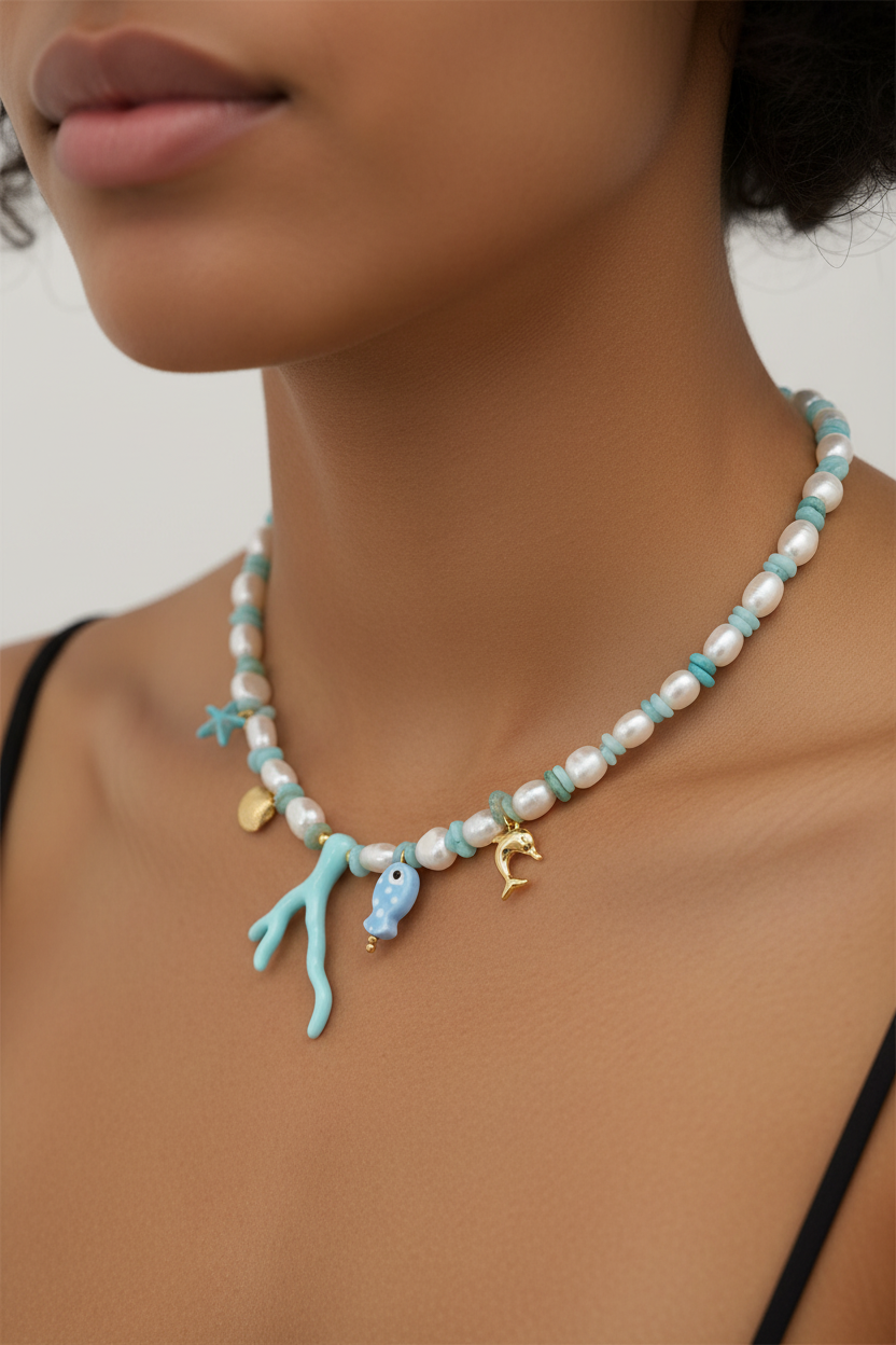 Papeete – Collier Perles & Breloques Marines