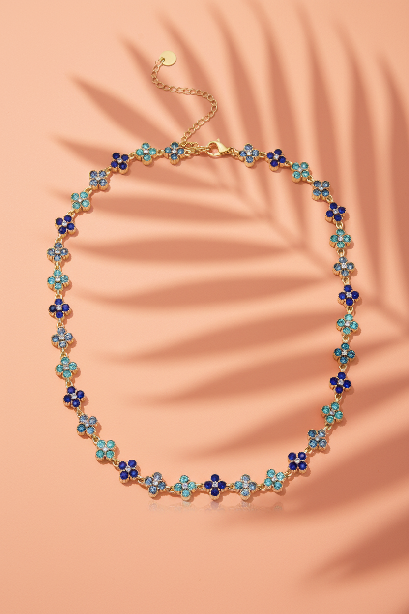 Essaouira- collier trèfle en zircon