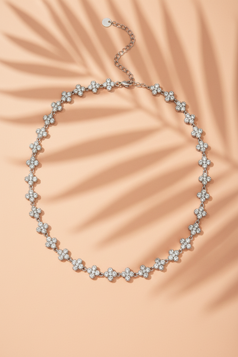Essaouira- collier trèfle en zircon