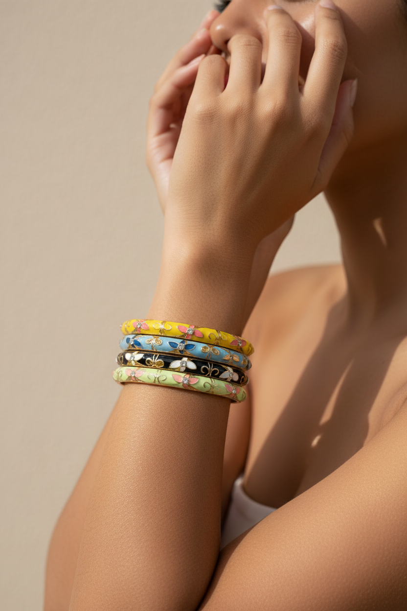 Phuket - Lot de 5 bracelets jonc (1 de chaque couleur)