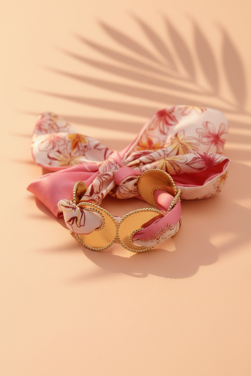 Malaga — Bracelet Manchette Ruban Fleur