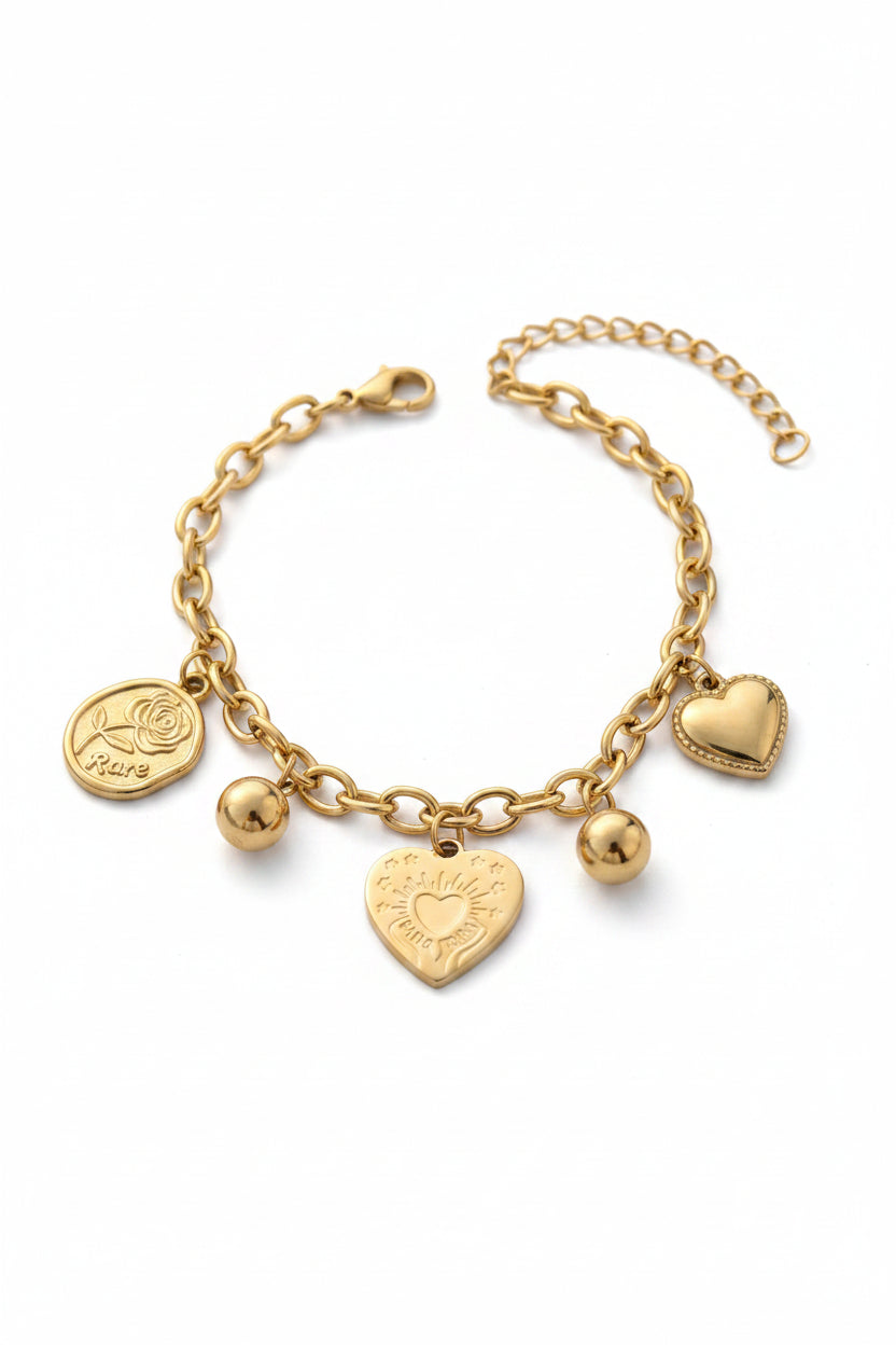 Vérone - Bracelet Charms Gravés Doré